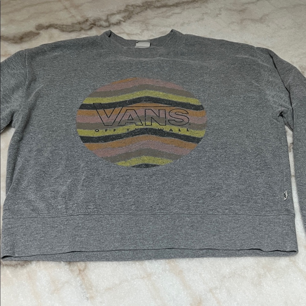 Vans Gray Sweatshirt with Multicolor Graphic